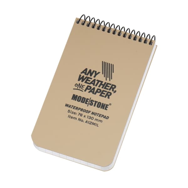 Modestone - Vandtæt Notesbog - 76 x 130 mm - 50 ark - Brun - A12MIL