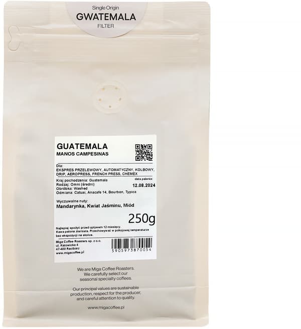 Miga Coffee - Guatemalansk Manos Washed Filter Hela Kaffebönor 250g