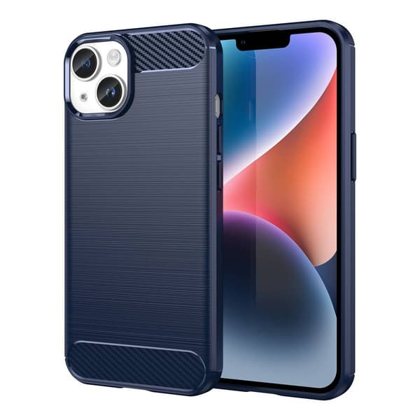 Carbon Cover til iPhone 14 Plus fleksibel gel-bagside blå
