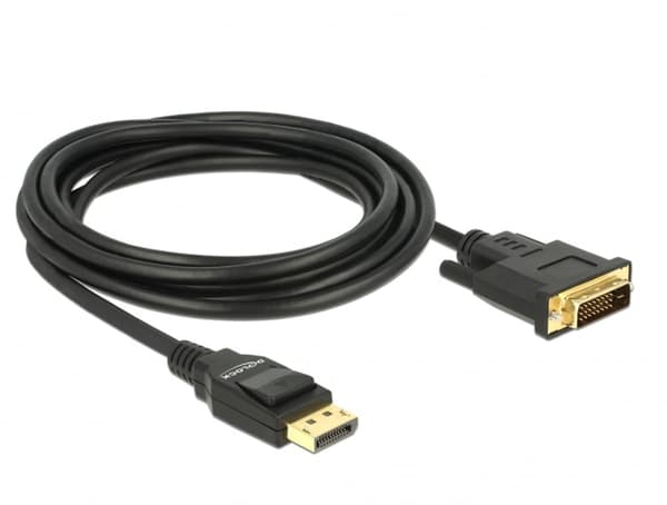 DELOCK 85314 Delock-kaapeli Displayport 1.2 (M) - DVI 24+1 (M) 3m musta