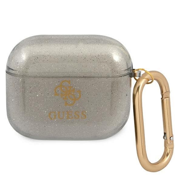 Originalt GUESS GUA3UCG4GK etui til Apple Airpods 3 / sort transparent + glitter