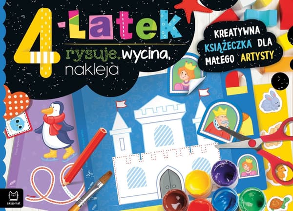 En 4-årig tegner, klipper, klistrer. Kreativ bog til en lille kunstner