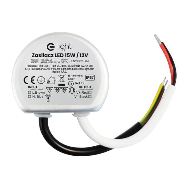 15W IP67 MONTERINGSSTRØMFORSYNING