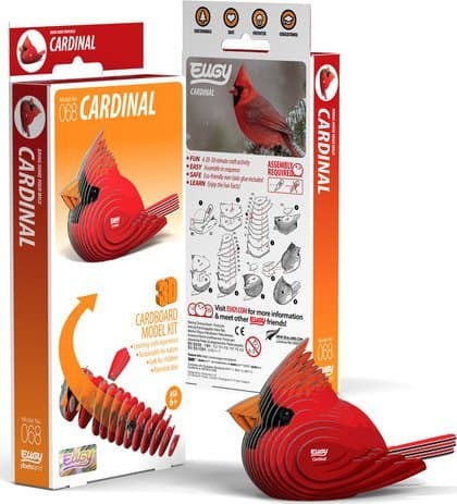 Kardinal Scarlet Eugy Fågel. Eco 3D Pussel