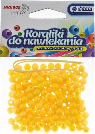 Pärlor för trädning gul + snöre 6mm 16g