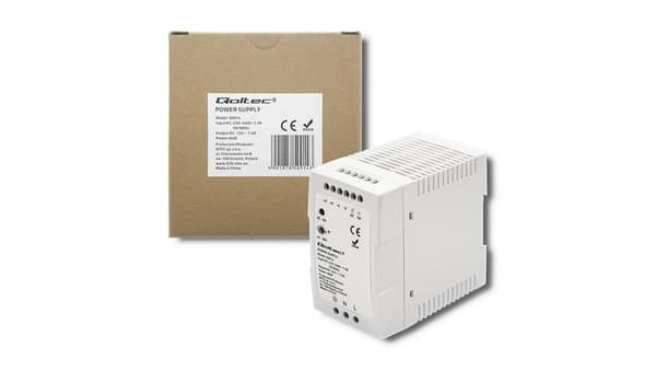 Qoltec DIN-skenströmförsörjning | 90W | 12V | 7.5A | Vit | Slim
