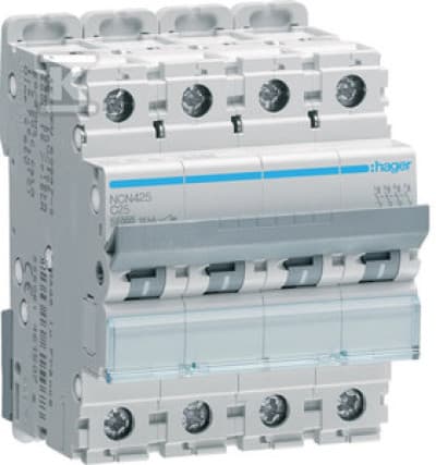 4P C 25A 10kA AC MCB NCN425 superlock-brytare