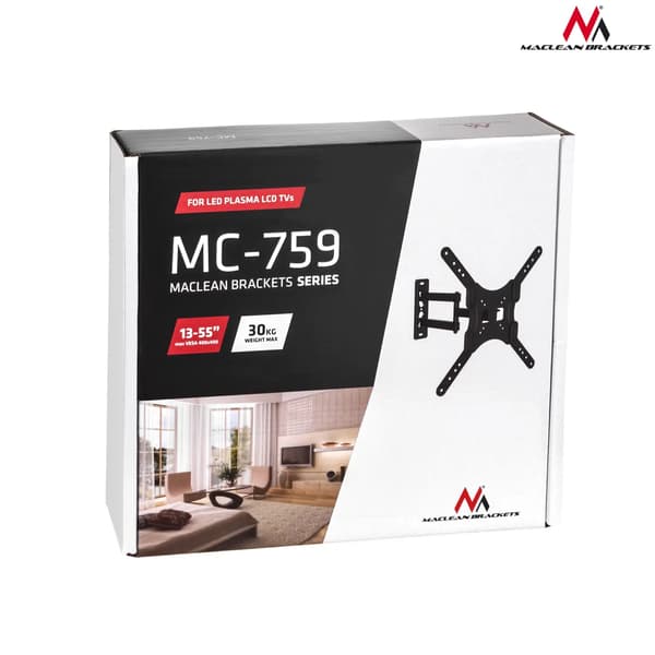 Väggfäste för Maclean MC-759 TV (vägg; 13\" - 55\"; max. 30 kg)