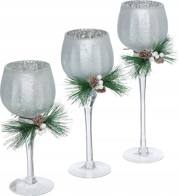 Atmosphera Ljuslykta i glas med julkvist, 3 delar