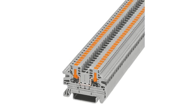 2-johtiminen kiskoliitin 2,5mm2 harmaa PTV 2,5 Push-in-liittimellä