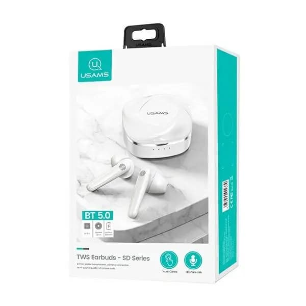 USAMS Hovedtelefoner Bluetooth 5.0 TWS SD-serien trådløs hvid/hvid BHUSD01