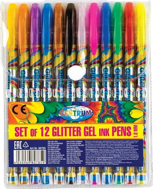 Sæt med gellængder Glitter 12 farver 80785