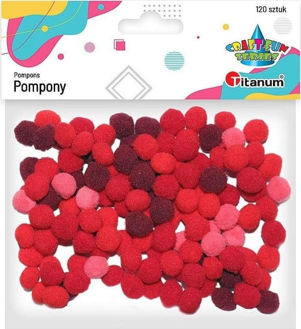 Polyester pomponer 10mm rød 120stk