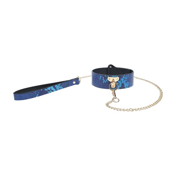 Ouch! Florence Collection Justerbart Halsband med Koppel Blå