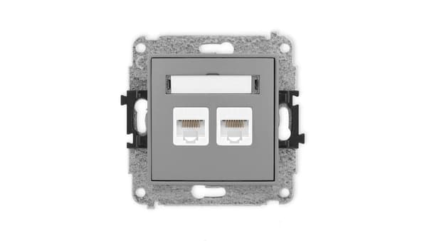 ICON Dobbelt computerstikmekanisme 2xRJ45, kat. 5e, 8-polet matgrå 27IGK-2