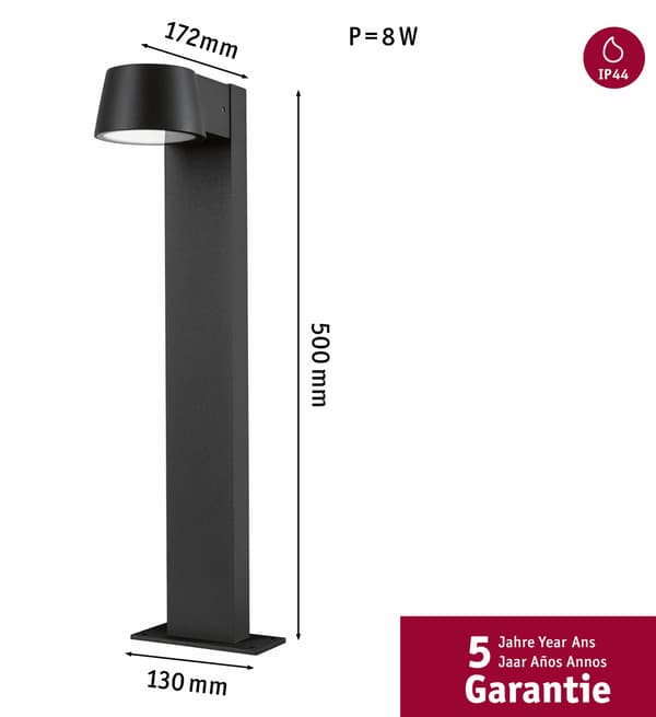 Paulmann Garden chunk 230V Wandl Capea 5W Musta