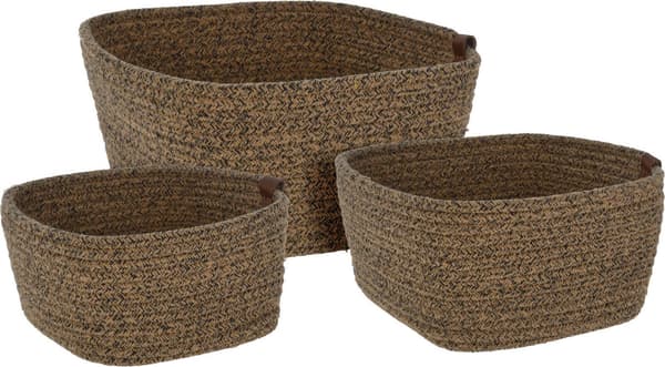 Home Styling Collection Förvaringskorgar, Flätad Bomull, 3 Delar