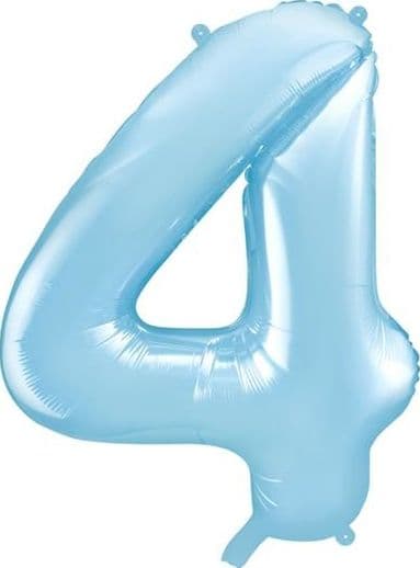 Folieballong Siffra \"4\", 86cm, ljusblå