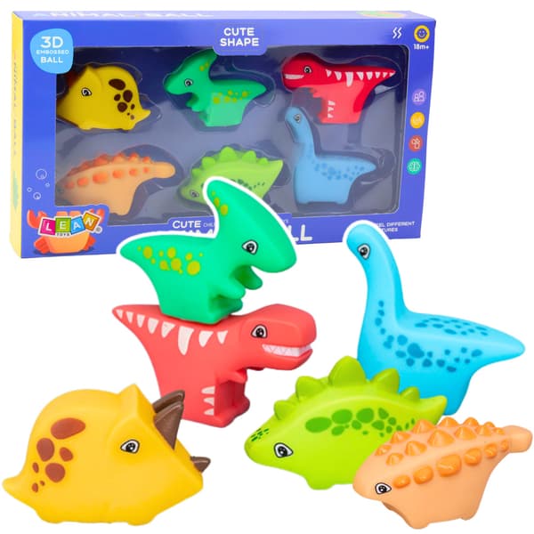 Badleksaker Set Gummidinosaurier Färgglada 6 st