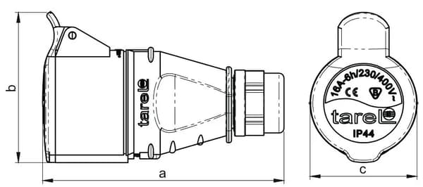Bærbar isolationsstikdåse 16A 400V 4P IP44 /gevindterminaler/ 134