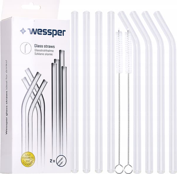 Wessper WES258 Glas Drikkesugerør Sæt 8 stk.