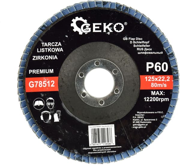 Lamelskive \"Zircon\" 125mm P60 GEKO PREMIUM (10/200)