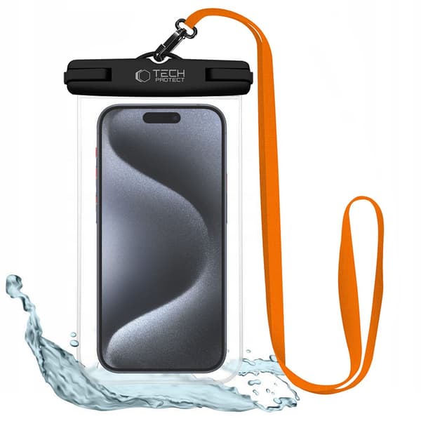 Tech-Protect UWC7 Universal Vandtæt Etui 6.9\" sort/orange