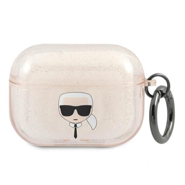 Karl Lagerfeld Glitzer Karl's Head Cover til AirPods Pro – Guld