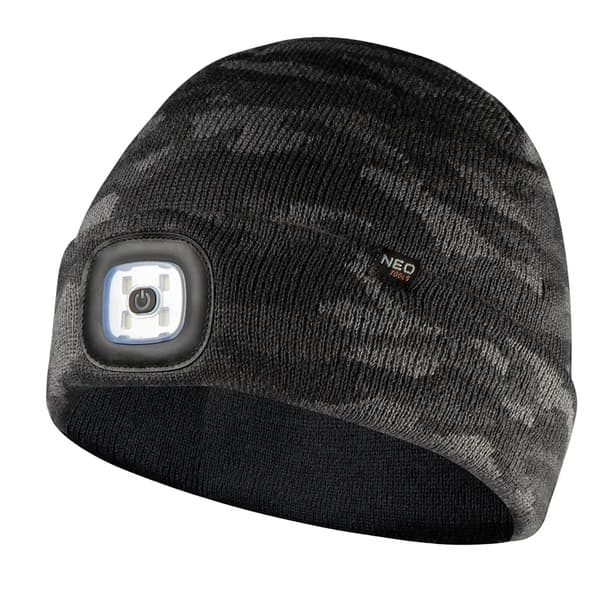 Lippalakki LED-taskulampulla, kaksikerroksinen, CAMO URBAN