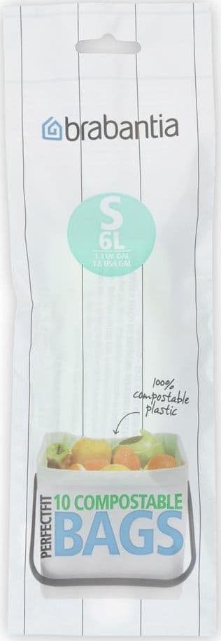 Brabantia PerfectFit Avfallspåse Komposterbar Typ S, 6 L, 10 påsar