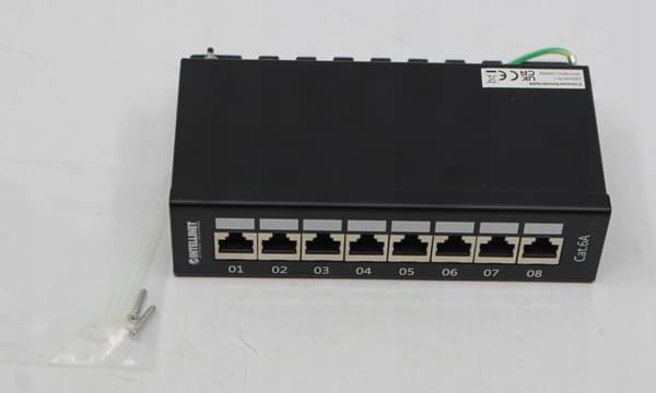 Cat6A 8-ports Intellinet Patch Panel, FTP skærmet, sort, desktop