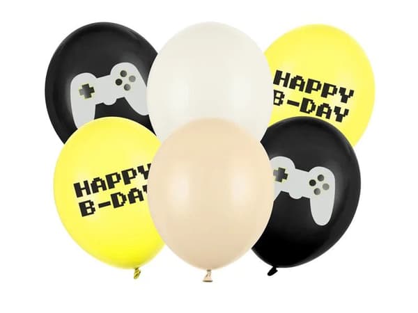 Balloner 30 cm, Happy B-day, mix (1 stk./6 stk.)