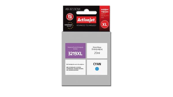 Activejet AB-3219CNX blæk (erstatning for Brother LC3219C; Supreme; 20 ml; blå)