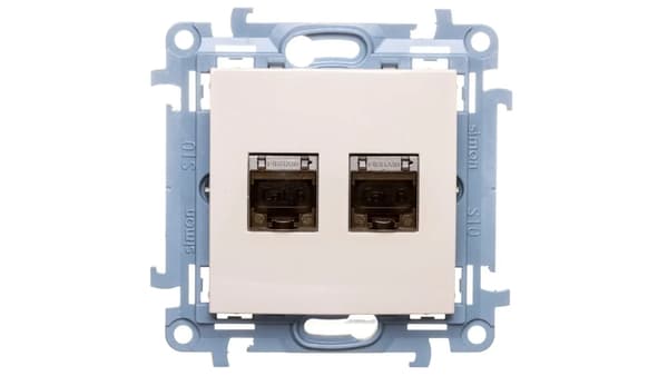 Simon 10 Computerstik Dobbelt 2xRJ45 Kat.6 Skærmet Creme C62E.01/41