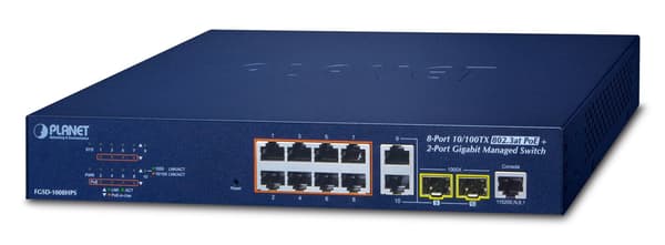 Switch 8 portar 100Mbits PoE at +2 Giga/SFP