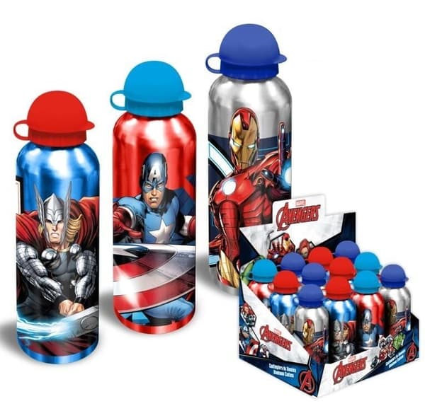 Vattenflaska Avengers Botella Aluminio 500 ml - 3 mod Röd Grå Blå Aluminium (500 ml)