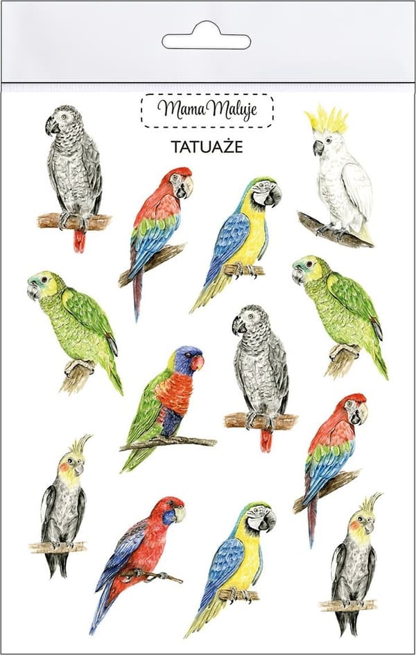 Tvättbara tatueringar papegojor
