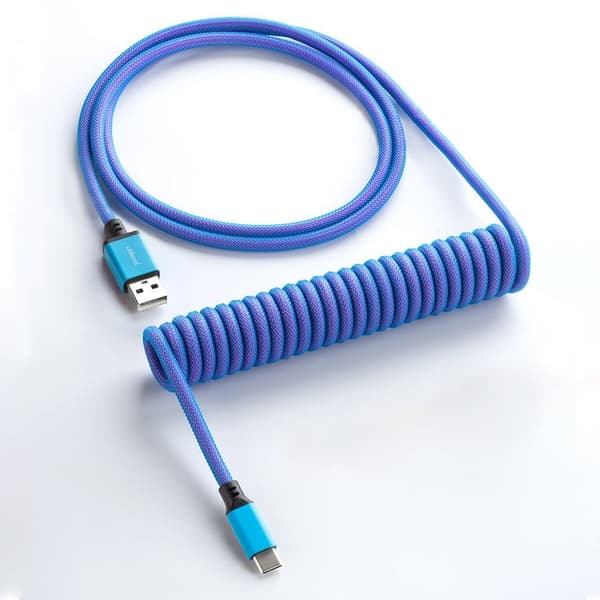 CableMod Classic Coiled USB-C till USB Type-A tangentbordskabel, Galaxy Blue - 150 cm