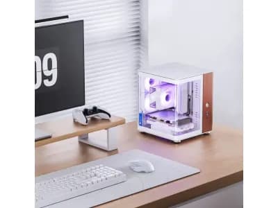 Jonsbo TK-0 PC-kotelo, Mini-Tower, Mini-ITX, karkaistu lasi, puu - valkoinen