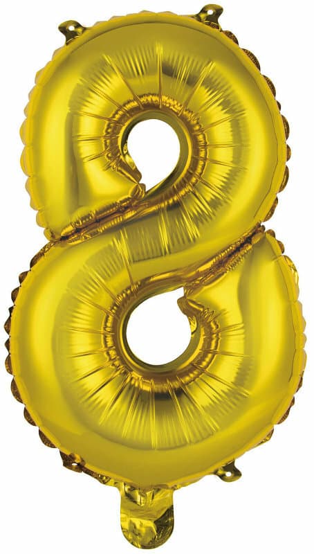 Folieballon mini tal 8 guld 29x40cm 9909686