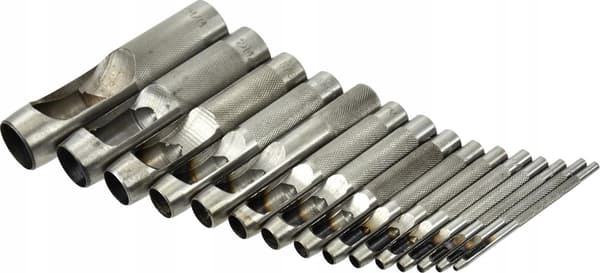 Set med läderstansar 15 delar 2-22 mm (10/20)