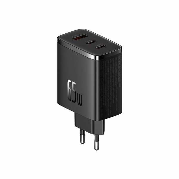 Baseus Cube Pro 65W GaN-oplader 2x USB-C USB-A - Sort