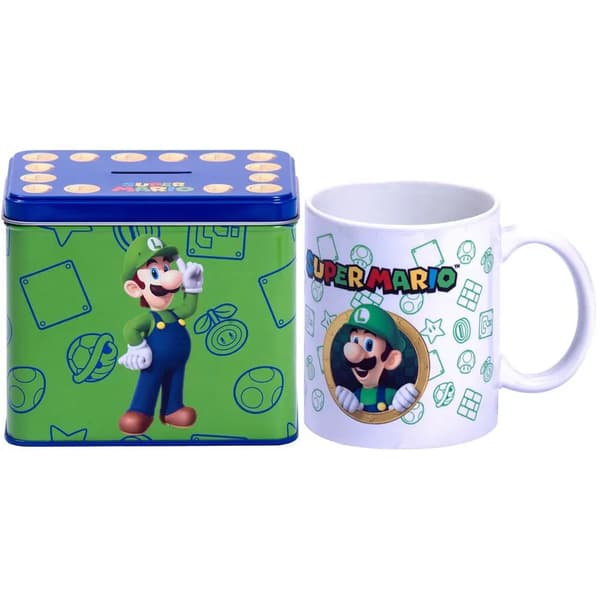 Nintendo Super Mario Bros Luigi Krus + Sparekasse sæt