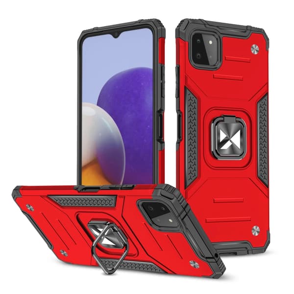 Wozinsky Ring Armor robust hybridcover + magnetholder til Samsung Galaxy A22 4G rød
