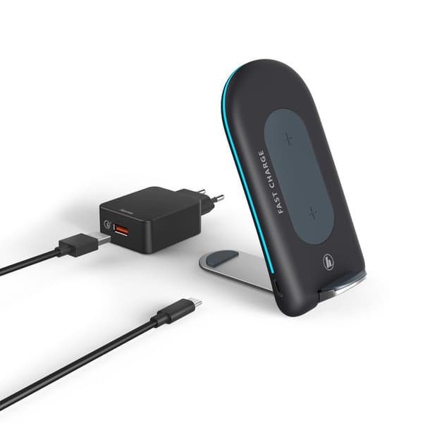 HAMA Induktionsbordoplader 15W + Netoplader + USB-C Kabel Sort