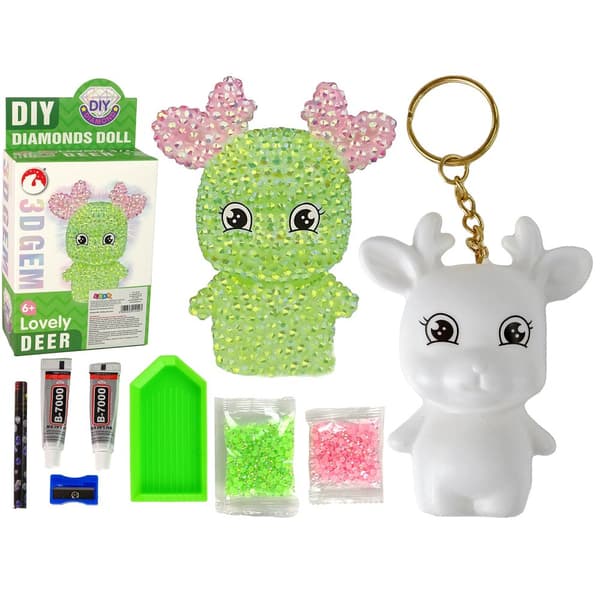 DIY Diamond Creative Kit Vihreä Poro Kristalli Paljetit 3D Avaimenperä