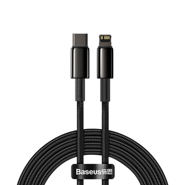 Baseus Type-C - Lightning Tungsten Guld Hurtigopladningskabel PD 20W 2m Sort (CATLWJ-A01)