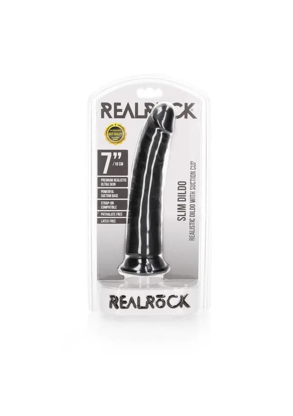 Slank Realistisk Vibrator med Sugekop - 7\"/18 cm