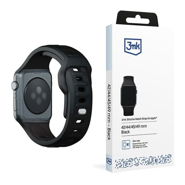 3MK Silikone Urrem Apple Watch 4/5/6/7/8/9/SE/Ultra 42/44/45/49mm sort