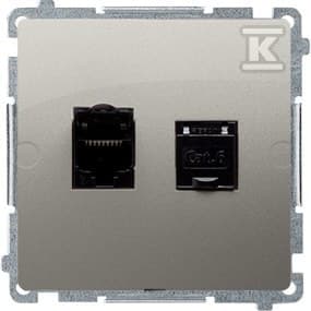Simon Basic Computerstik Dobbelt RJ45 Kategori 6 med Satin Støvbeskyttelse BM62.01/29